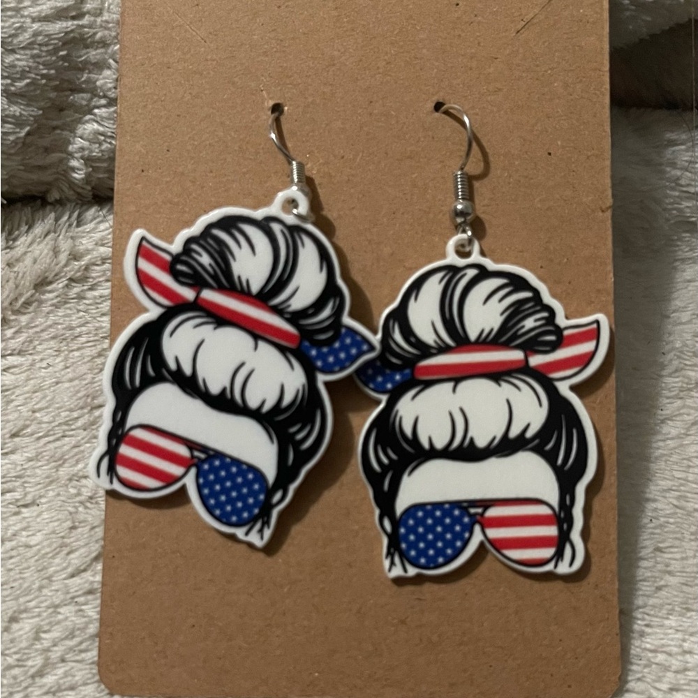 Mom life Patriotic Earrings
